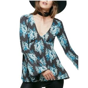 NWT‎ Free People Speak Easy Boho Floral Blouse Top Size XS Feminine Romantic
